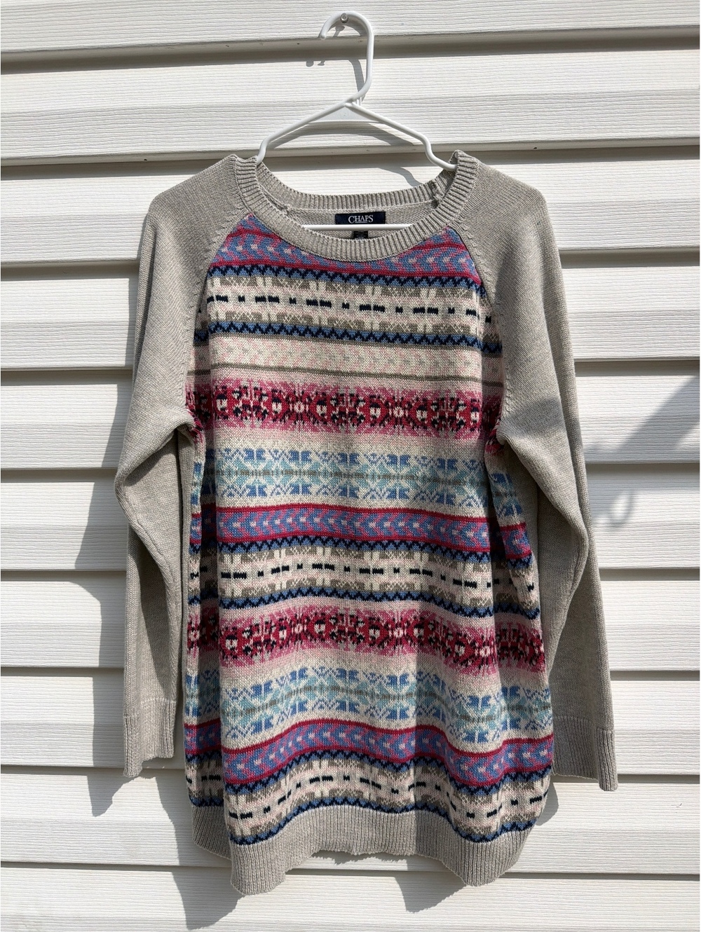 Chaps Women’s Fair Isle Multicolor Cotton Blend Crew Neck Sweater size 1X NWT